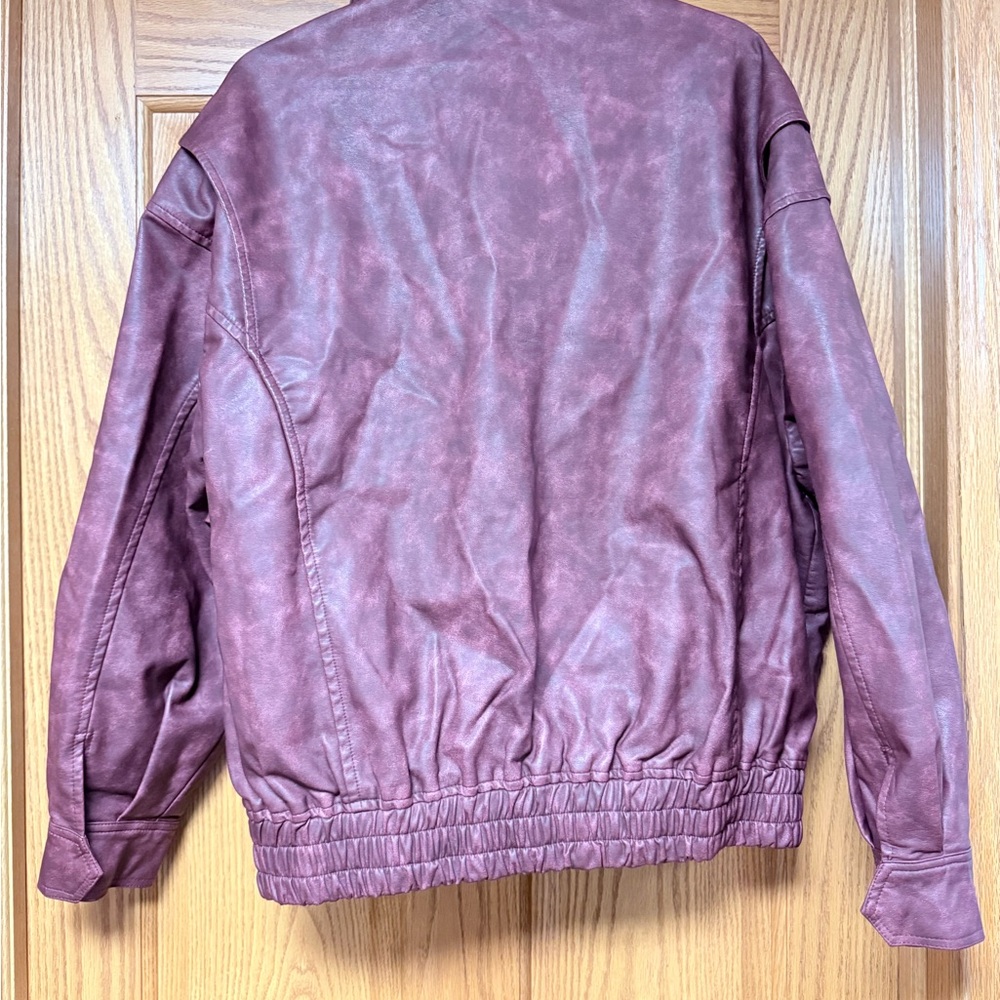 Lioness Deep Red Leather Jacket - Picture 4 of 7